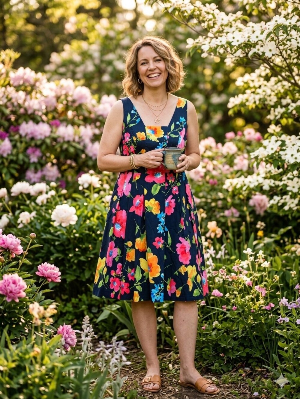 RALPH LAUREN Magnifique Robe Marine Bien Doublé - Motif Floral